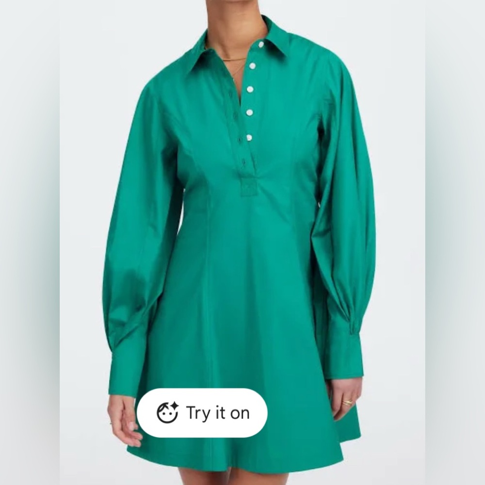 Madewell Seamed Verdant Green mini dress poplin 6